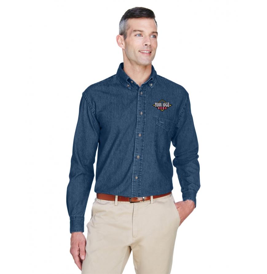 Harriton M550T - Harriton Mens Tall 65 oz Long-Sleeve Denim Shirt