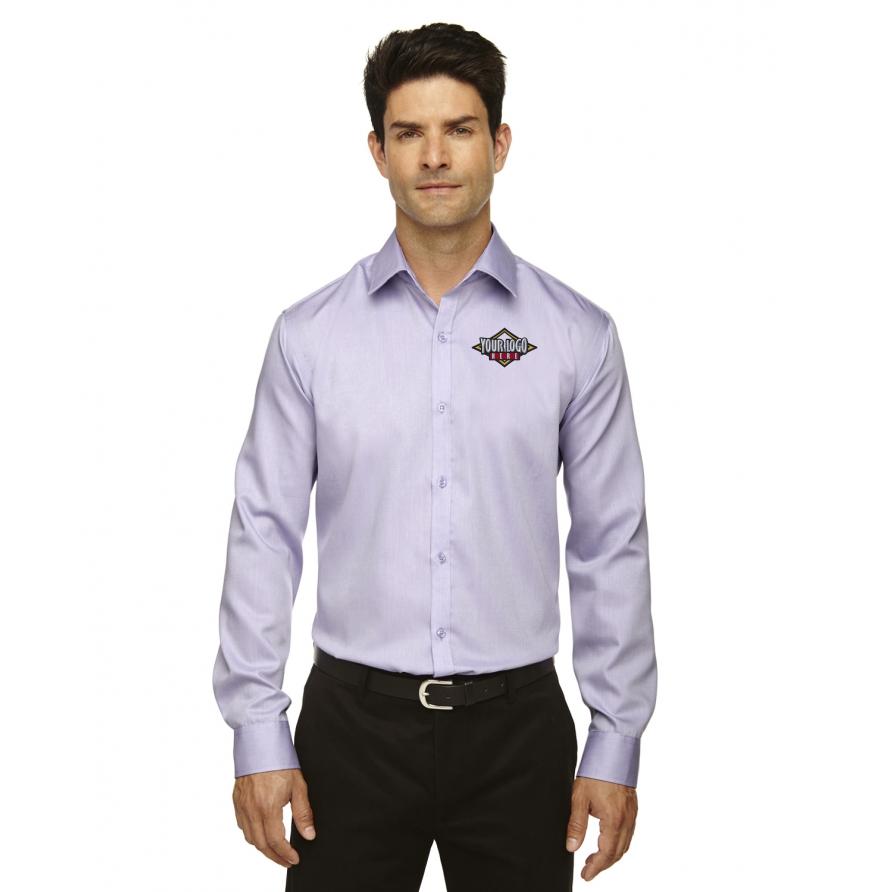 North End 88673 - Mens Boulevard Wrinkle-Free Two-Ply 80s Cotton Dobby Taped Shirt with Oxford Twill