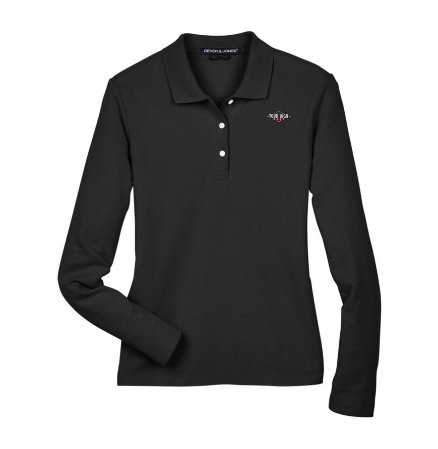 Womens Pima Piqu Long Sleeve Polo
