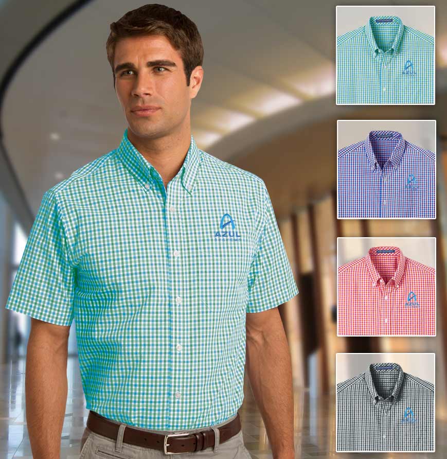 Men's Gingham Easy Care Short Sleeve Woven