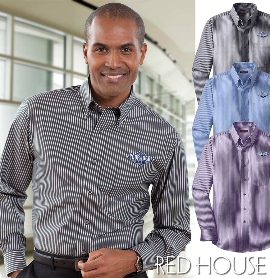 Stripe Non-Iron Pinpoint Oxford