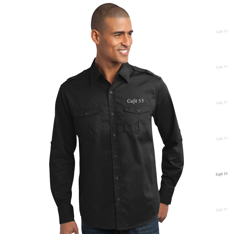 Men's Stain Resistant Roll Sleeve Twill Shirt