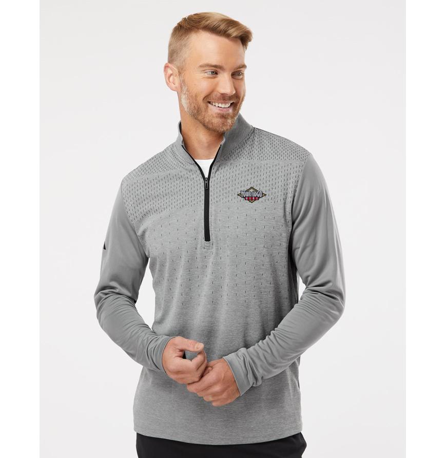 Mens Heather Block Print Quarter-Zip Pullover