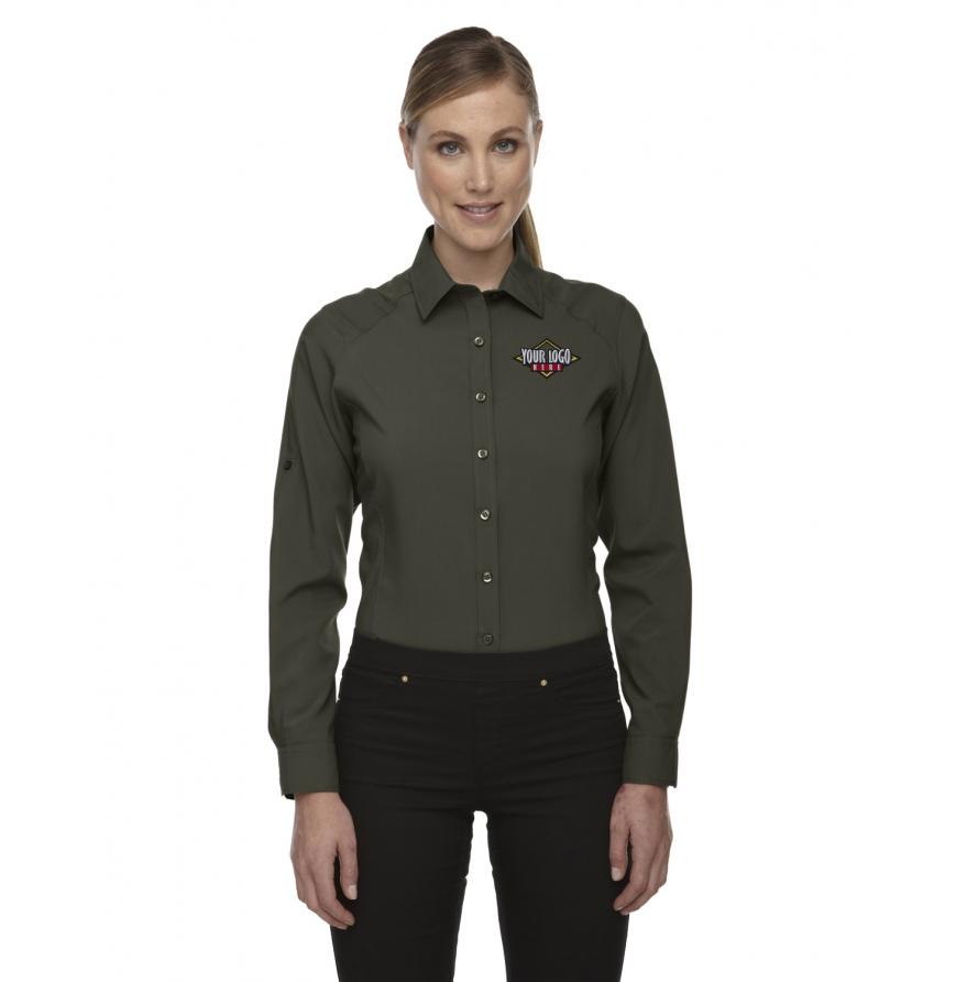 North End 78804 - Ladies Rejuvenate Performance Shirt with Roll-Up Sleeves