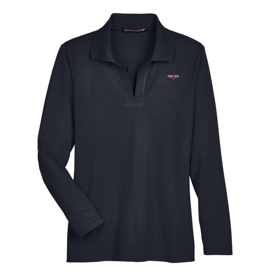 Womens CrownLux PerformancePlaited Long Sleeve Polo