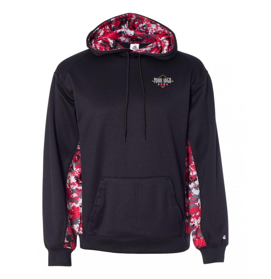 Badger Digital Camo Colorblock Performance Fleece Hooded Sweatshirt
