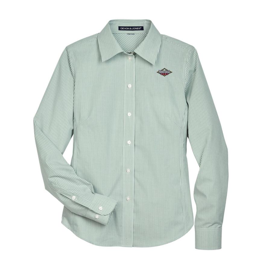 Womens Crown Collection Banker Stripe Woven Dress Shirt