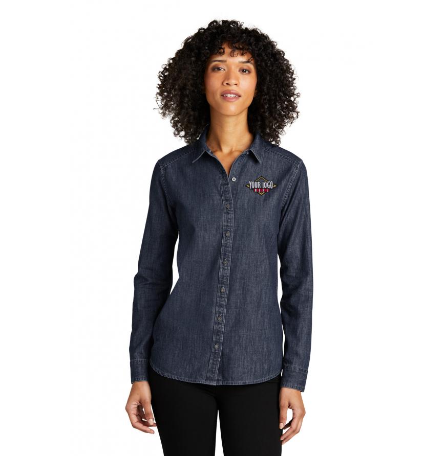 Port Authority LW676 - Port Authority Ladies Long Sleeve Perfect Denim Shirt