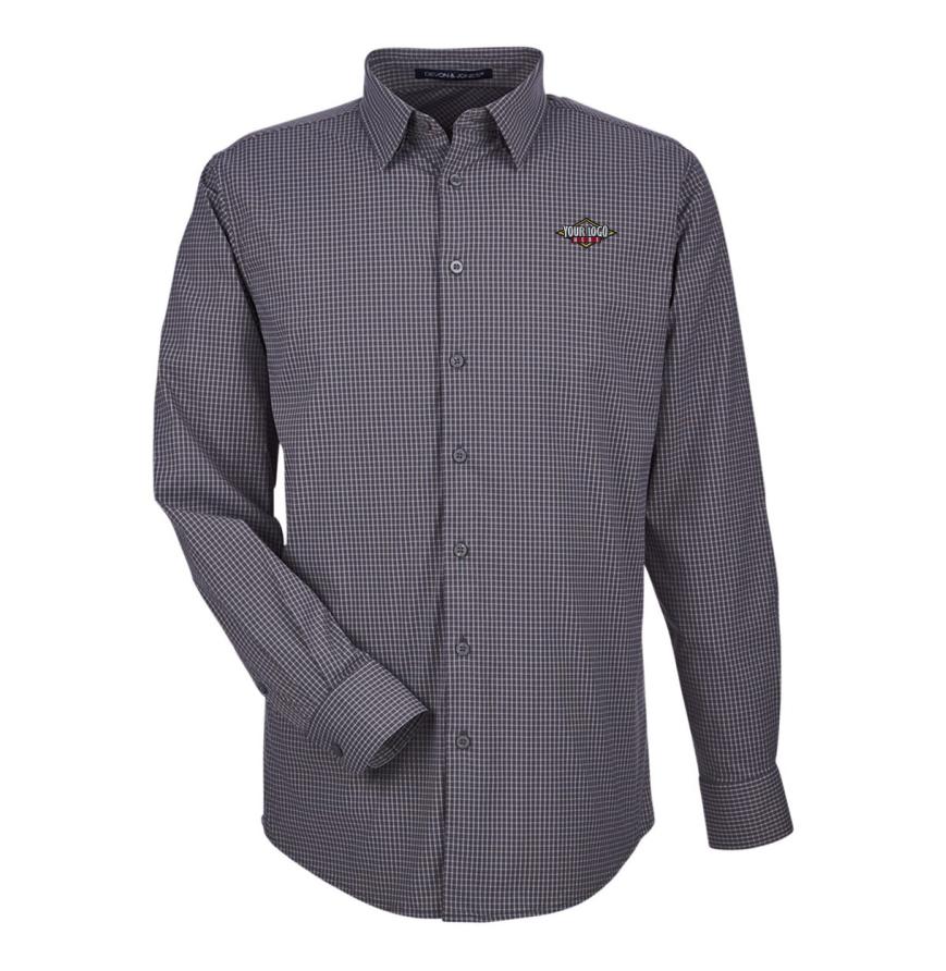 Mens CrownLux Performance Tonal Mini Check Woven Dress Shirt