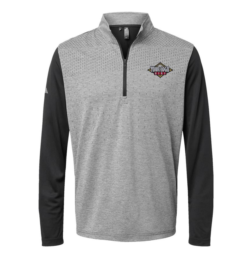 Mens Heather Block Print Quarter-Zip Pullover