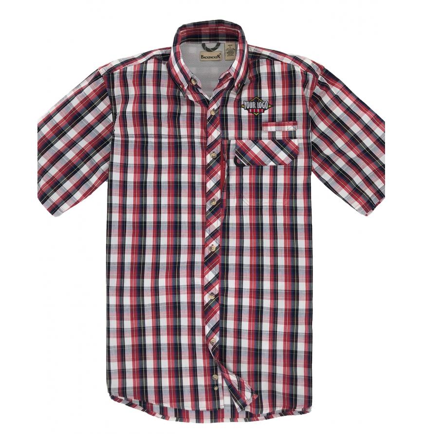 Broder BP7015T - Mens Tall Sport Utility Short-Sleeve Plaid Shirt