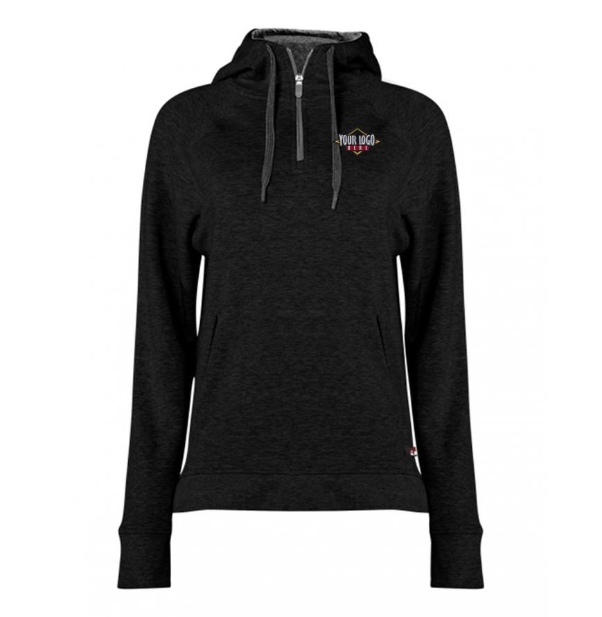 Badger FitFlex Womens French Terry Hooded Quarter-Zip - 1051