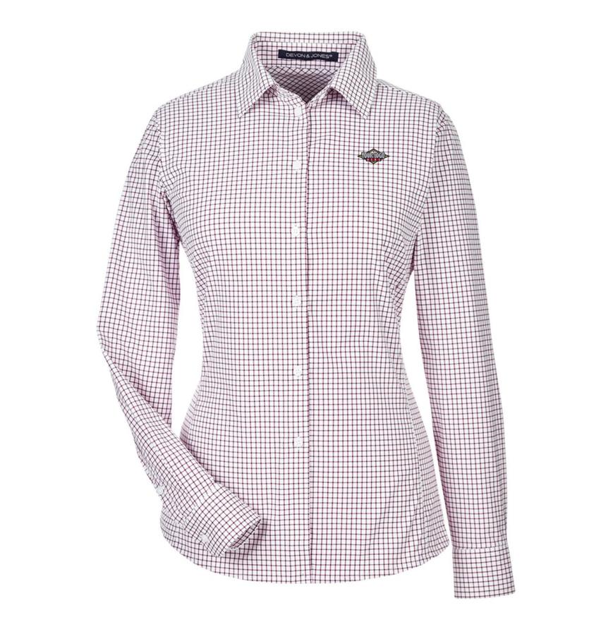 Womens CrownLux PerformanceMicro Windowpane Woven Dress Shirt