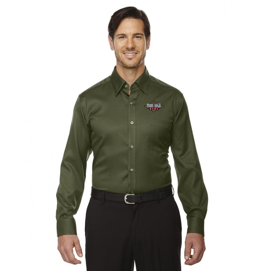 North End 88635 - Mens Legacy Wrinkle-Free Two-Ply 80s Cotton Jacquard Taped Shirt