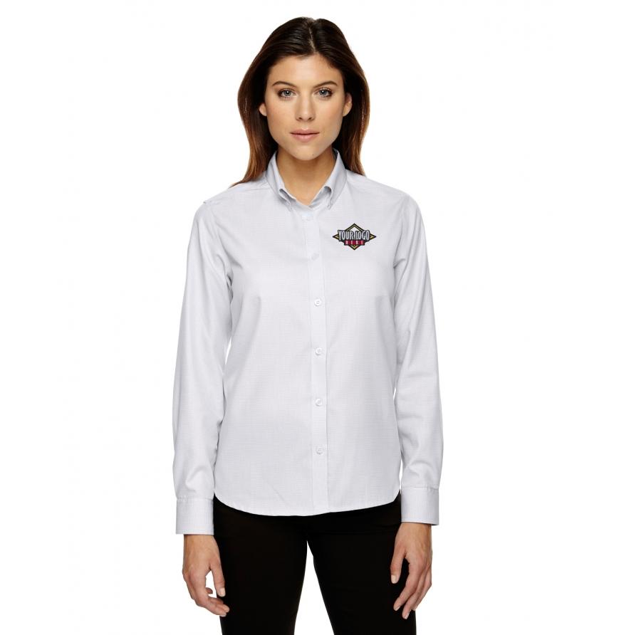 North End 77040 - EchelonLadies Wrinkle Resistant Cotton Blend Houndstooth Taped Shirt