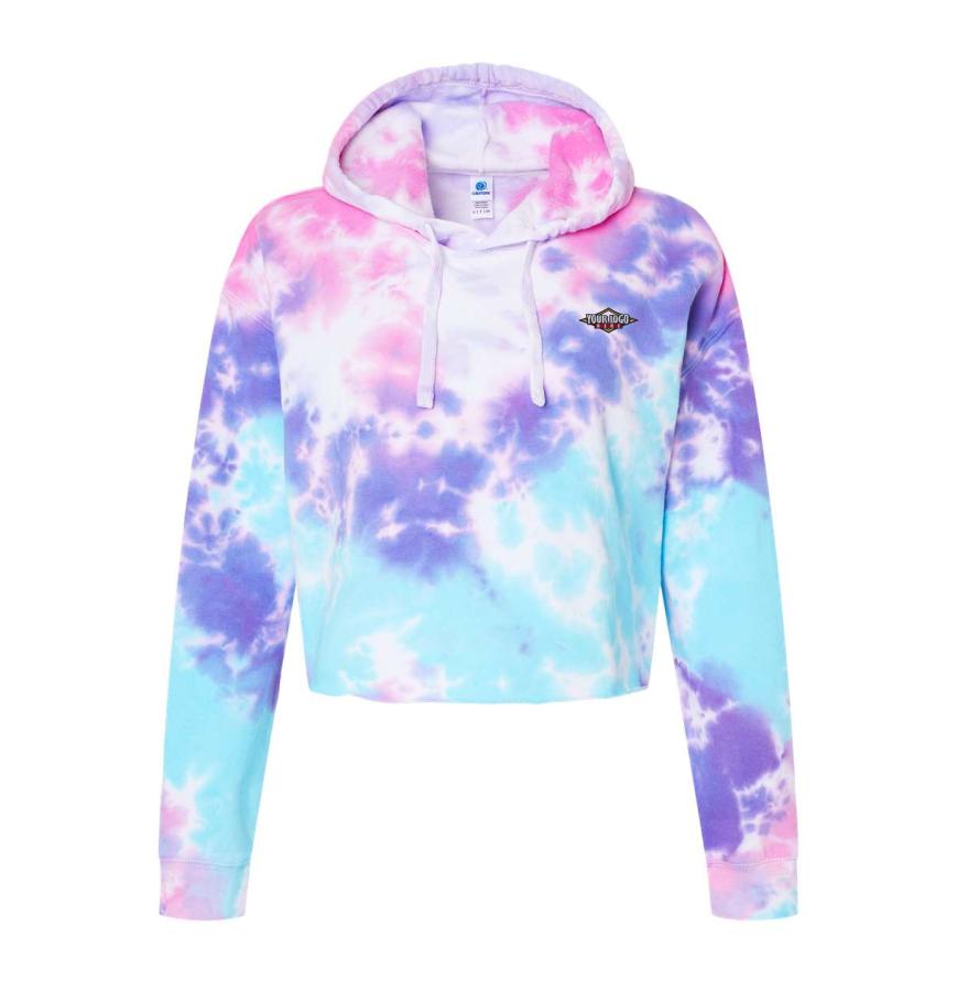 Womens Tie-Dyed Crop Hooded Sweatshirt