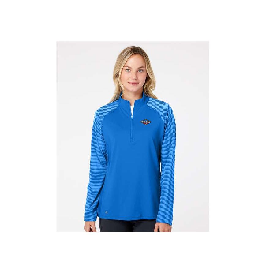 Womens Stripe Block Quarter-Zip Pullover
