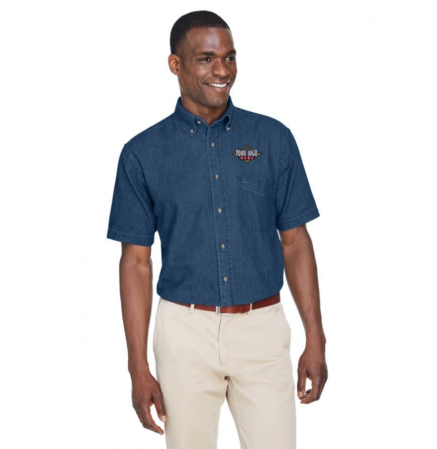 Harriton M550S - Harriton Mens 65 oz Short-Sleeve Denim Shirt
