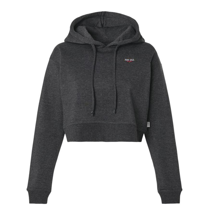 Womens Cropped Fleece Hooded Sweatshirt
